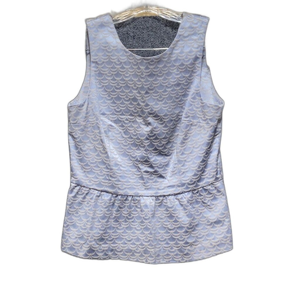 H&M Baby Blue Stretch Knit Peplum Top - Size 12